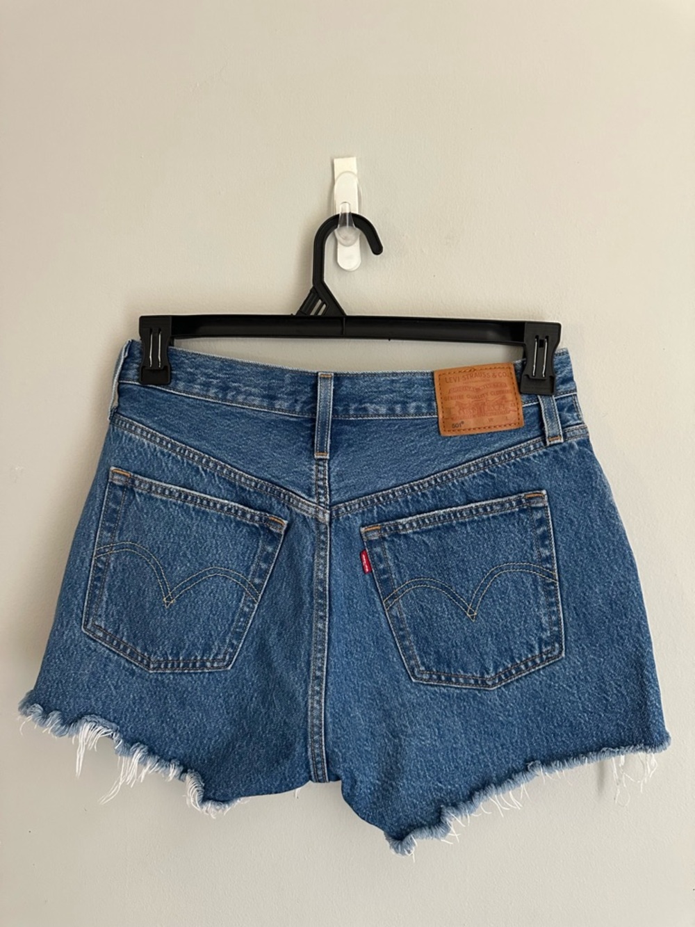 Levi's Light Blue Distressed High-Rise Jean Shorts - Picture 4 of 13